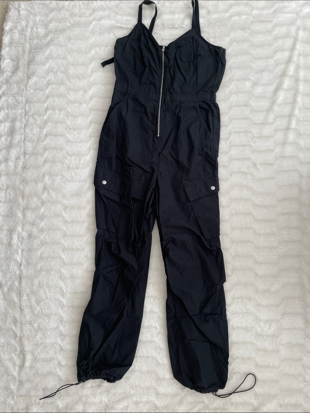 Universal Thread Black Zip-Front Cargo Jumpsuit